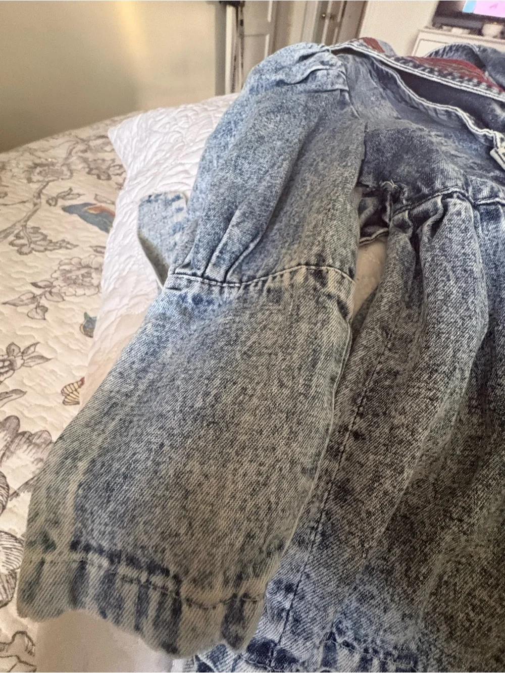 Vintage Kids Denim Sailor Dress in Light Blue Acid Wash